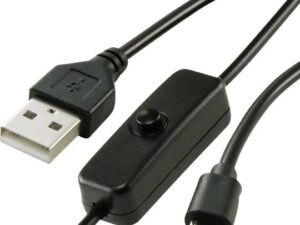 Renkforce Strom-Kabel Raspberry Pi [1x USB 2.0 Stecker A - 1x USB 2.0 Stecker Micro-B] 1.00 m Schwarz inkl. Ein/Aus-Schalter