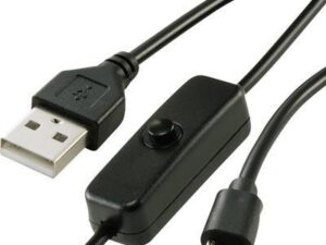 Renkforce Strom-Kabel Raspberry Pi [1x USB 2.0 Stecker A - 1x USB 2.0 Stecker Micro-B] 1.00 m Schwarz inkl. Ein/Aus-Schalter (RF-4495300)