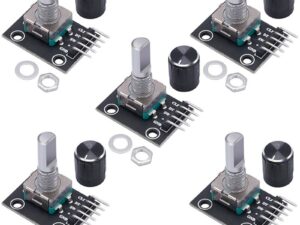 Qiedie - 5 Stück für Arduino KY-040 Drehgebermodul mit 15 x 16,5 mm schwarzer Knopfkappe KY-040