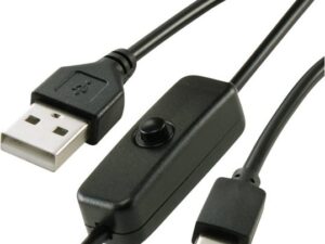 Renkforce Strom-Kabel Raspberry Pi [1x USB 2.0 Stecker A - 1x USB-C® Stecker] 1.00 m Schwarz inkl. Ein/Aus-Schalter
