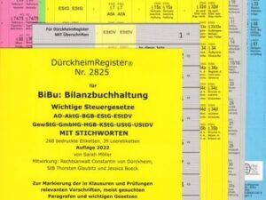 DürckheimRegister® 2825-BiBu- BilanzSteuerrecht - Wichtige Gesetze MIT STICHWORTEN für deine AO-AktG-BGB-EStG-EStR-GmbHG-HGB- KStG-UStG