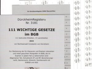 DürckheimRegister® BGB - 111 WICHTIGE §§ im BGB