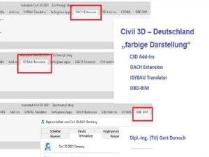 Cvil 3D Deutschland / Add-Ons, Add-Ins und mehr, Civil 3D Deutschland (farbige Darstellung)