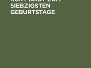 Festschrift Kurt Badt zum siebzigsten Geburtstage