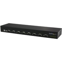 StarTech.com 8 Port USB auf Seriell Adapter Hub - USB auf RS232 Port Adapter mit Daisy Chain - Rackmontierbar - Serieller Adapter - USB 2.0 - RS-232 x 8 - Schwarz